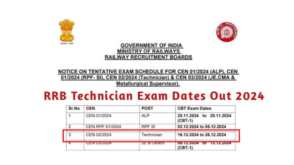 RRB Technician Exam Dates 2024 Out - 14,298 Posts